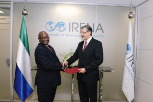 Dr. Adnam (right) confirms Amb. Timbo as Per. Rep. to IRENA